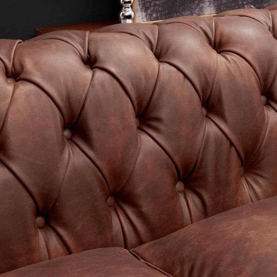 Genuine  Leather Twin colour Chesterfield  3 Seater Sofa