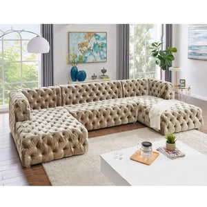 Faraai Velvet U-Shape Chesterfield sofa.