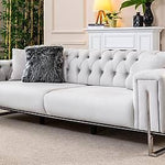 Fio White 3 Seater  Bonded Leather  Chesterfield Couch - Figure  It Out Furniture