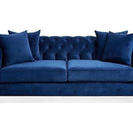 Modern Navy Blue Velvet 3 Seater Chesterfield Couch - Figure  It Out Furniture