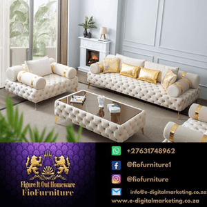 Briaton luxury Chesterfield 4pc sofa cream - Figure  It Out Furniture