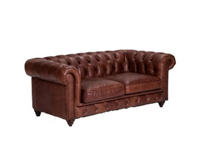 Euro Brown Bonded Leather 2 Seater Chesterfield  Sofa - Figure  It Out Furniture