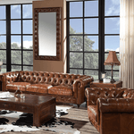 Figure It Out Chesterfield Brown Genuine Leather Sofa 4pc set - Figure  It Out Furniture