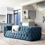 Fio Furniture Turquois Blue Velvet Tufted Button 3 Seater Couch - Figure  It Out Furniture