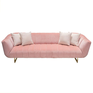 Bozza Venus Cream Velvet Sofa - Pink - Figure  It Out Furniture