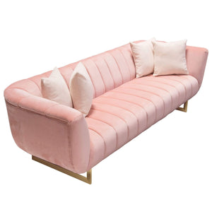 Bozza Venus Cream Velvet Sofa - Pink - Figure  It Out Furniture