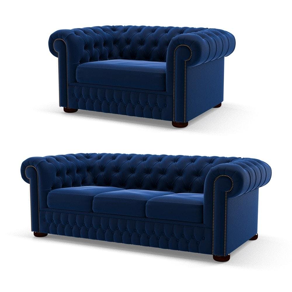 Modern Velvet Chesterfield 3pc sofa set - Figure  It Out Furniture