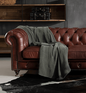 Figure It Out Chesterfield Brown Genuine Leather Sofa 4pc set - Figure  It Out Furniture