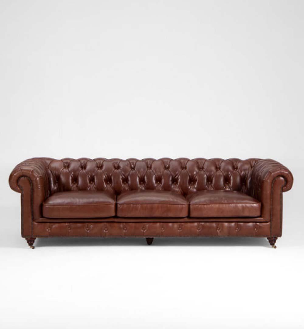 Figure It Out Chesterfield Brown Genuine Leather Sofa 4pc set - Figure  It Out Furniture