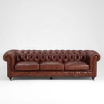 Figure It Out Chesterfield Brown Genuine Leather Sofa 4pc set - Figure  It Out Furniture