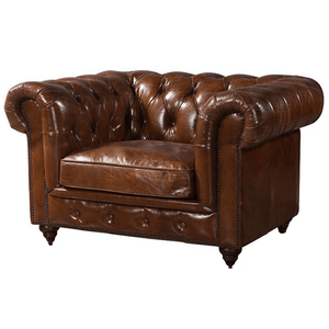 Figure It Out Brown Chesterfield Buck Leather 4 Piece set - Figure  It Out Furniture