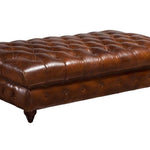 Faraai Chesterfield Tufted Leather Ottoman - Figure  It Out Furniture