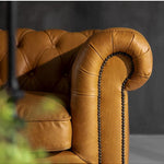 Genuine Leather Chesterfield 3 Seater - Tan Brown - Figure  It Out Furniture