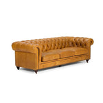 Genuine Leather Chesterfield 3 Seater - Tan Brown - Figure  It Out Furniture