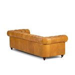 Genuine Leather Chesterfield 3 Seater - Tan Brown - Figure  It Out Furniture