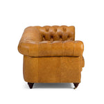 Genuine Leather Chesterfield 3 Seater - Tan Brown - Figure  It Out Furniture