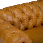 Genuine Leather Chesterfield 3 Seater - Tan Brown - Figure  It Out Furniture