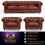 Figure It Out Chesterfield Brown Genuine Leather Sofa 4pc set - Figure  It Out Furniture