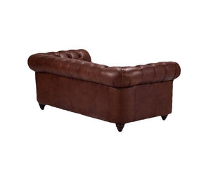 Euro Brown Bonded Leather 2 Seater Chesterfield  Sofa - Figure  It Out Furniture