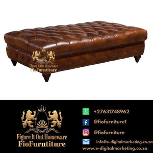 Faraai Chesterfield Tufted Leather Ottoman - Figure  It Out Furniture