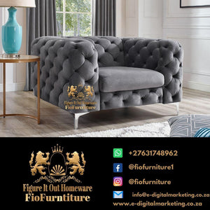 Modern Grey Chesterfield 1 seater Sofa - Figure  It Out Furniture