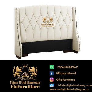 Modern Tufted Wingback Headboard - Queen - Ivory - Figure  It Out Furniture