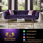 Fio Furniture Purple  Velvet Symmetrical 3 seater Sofa - Figure  It Out Furniture