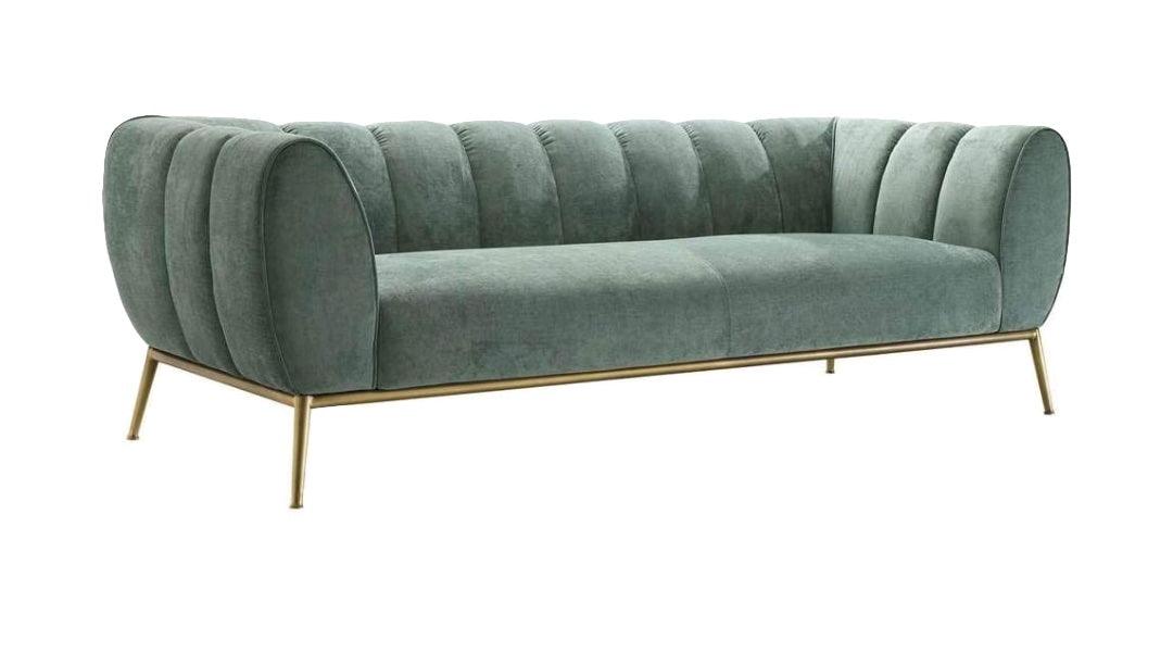 Figure It Out Modern Green Velvet Upholstered Sofa 3 Seater - Figure  It Out Furniture