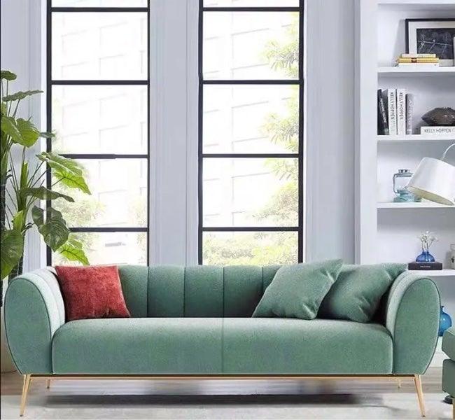 Figure It Out Modern Green Velvet Upholstered Sofa 3 Seater - Figure  It Out Furniture