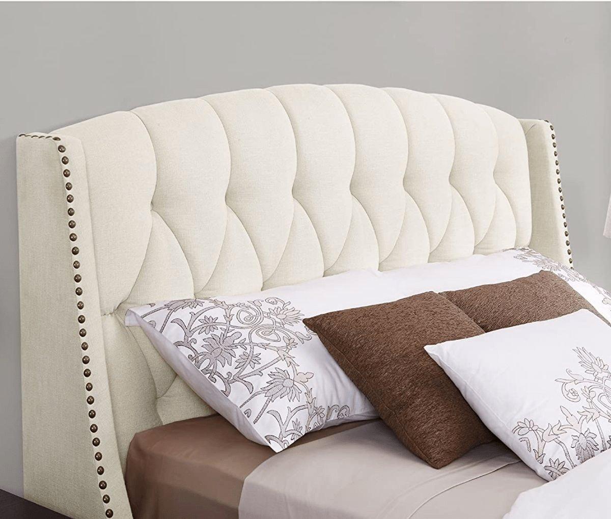 Modern Tufted Wingback Headboard - Queen - Ivory - Figure  It Out Furniture