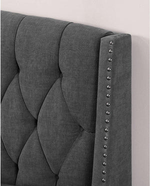 Modern Tufted Wingback Headboard - Queen - Ivory - Figure  It Out Furniture